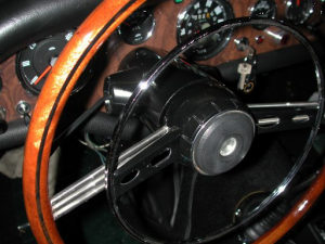 steering wheel in car closeup